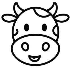 Obraz premium Cow Head Illustration: A charming, stylized illustration showcases the smiling face of a cow, exuding a sense of friendly, cartoonish appeal with clean lines.