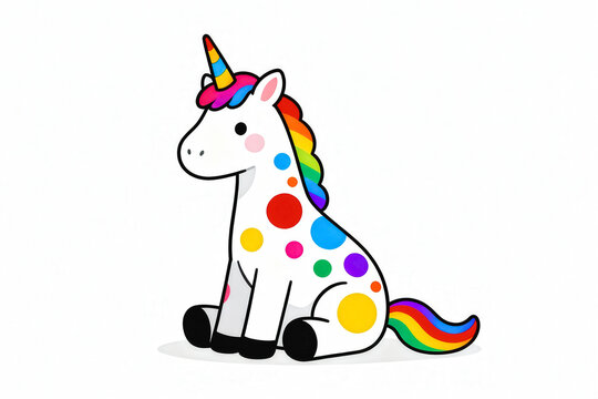 Colorful Cartoon Unicorn with Rainbow Details