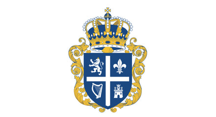 Royal Crest with Crown and Shield Emblem. © Restu