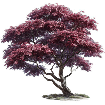 Decorative pink fantasy tree isolated on white background