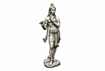 Obraz premium Intricately Detailed Statue of Deity Playing Flute with Graceful Pose and Traditional Attire Conveying Spiritual Serenity