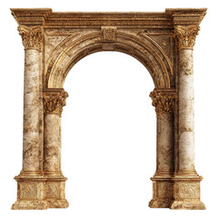 Classic ornate stone arch isolated on white background