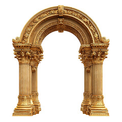 Classic ornate stone arch isolated on white background