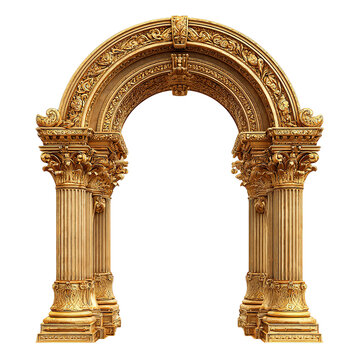 Classic ornate stone arch isolated on white background