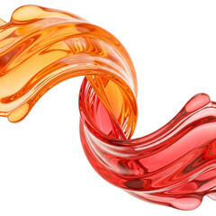 Dynamic Intertwined Orange Red Transparent Liquid Waves Abstract Flow