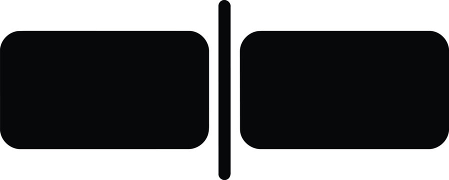 Abstract black rectangles separated by a vertical line on a white background.