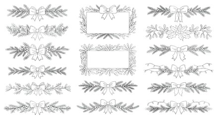 Obraz premium A collection of elegant Christmas border designs with ribbons and bows