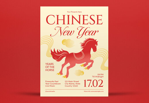 Red Gradient Chinese New Year Flyer Layout