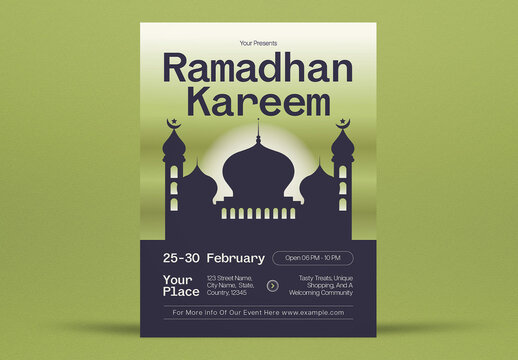 Black And Green Gradient Ramadhan Kareem Flyer Layout