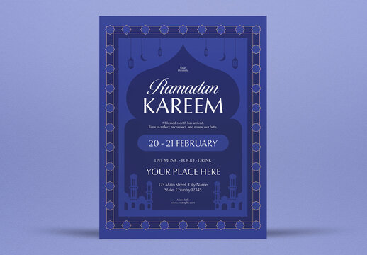 Blue Flat Design Ramadhan Kareem Flyer Layout