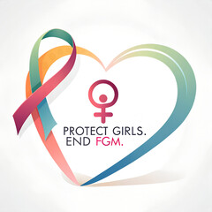 International Day of Zero Tolerance for Female Genital Mutilation Awareness, End FGM Global Campaign Poster, Stop Female Genital Mutilation Human Rights Concept, Protect Girls Say No to FGM Illustrati