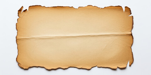 Paper edge burnt brown old with grunge torn ancient papyrus textured background for vintage design and message evoking timeworn history and rustic mood