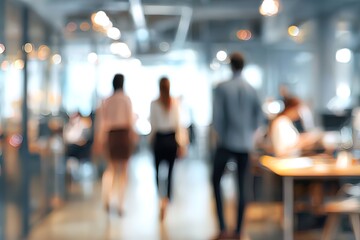 Blurred office background with employees. High quality