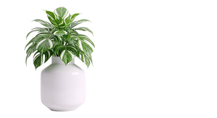 Variegated Monstera Plant in a White Ceramic Vase