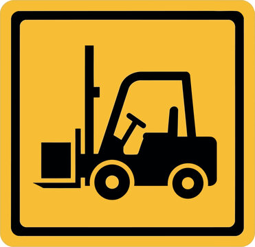 Forklift Safety Sign Icon &ndash; Industrial Equipment Warning Symbol on Yellow Background