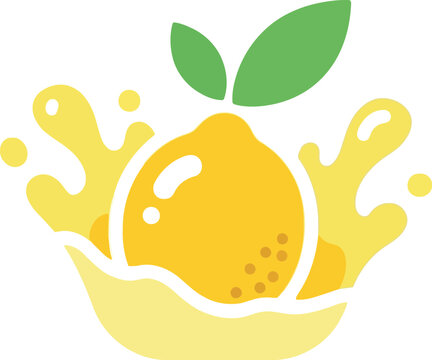 Fresh Lemon Splash Vector Illustration with Bright Yellow Citrus and Green Leaves