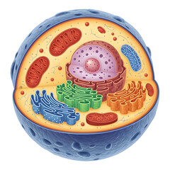 Cross- Sectional Diagram of an Animal Cell Showing Organelles biology science