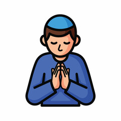 Obraz premium A cartoon boy praying