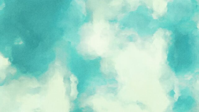 Painterly effect sky and clouds. Grainy abstract background seamless loop. Digital animation.