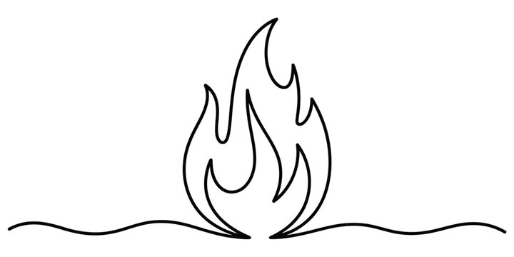 Minimalist continuous line drawing of a stylized flame or fire icon vector illustration on white background Vector, illustration