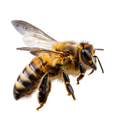 Detailed Macro Shot of a Honey Bee in Flight on White Background insect flying