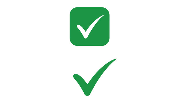 A green checkmark and a green checkbox on a white background