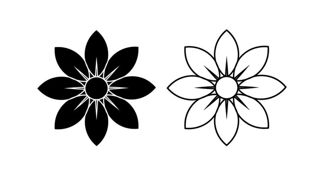Black and white flower silhouette vector illustration