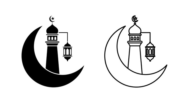 Islamic mosque minaret moon lantern symbol