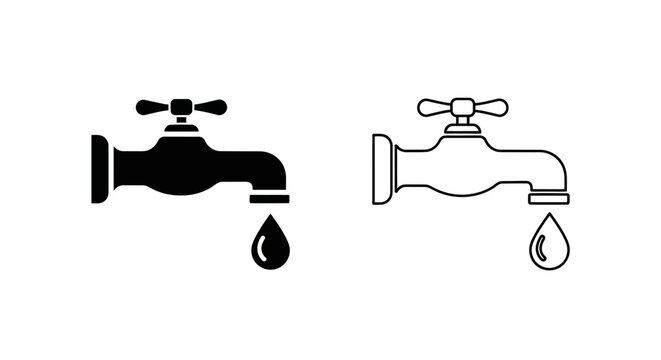 Water tap icon drop drip illustration