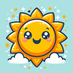 Beautiful smiling sun cartoon vector illustration