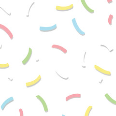 Colorful Curved Confetti on White Background