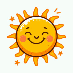 Beautiful smiling sun cartoon vector illustration