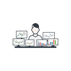 Business Analyst Monitoring Multiple Screens