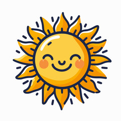 Beautiful smiling sun cartoon vector illustration