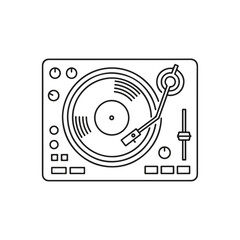 Turntable DJ Deck with Tonearm and Vinyl Disc