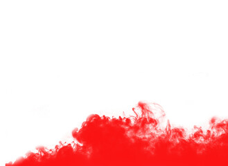 Vibrant red smoke or ink dispersion creates a dramatic rising wave effect against a deep, contrasting black background for graphic design projects