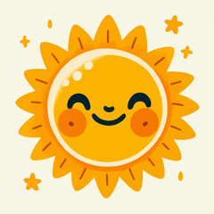 Beautiful smiling sun cartoon vector illustration