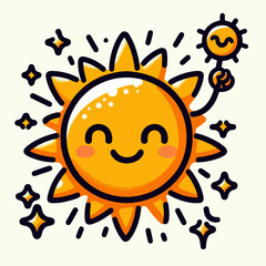 Beautiful smiling sun cartoon vector illustration
