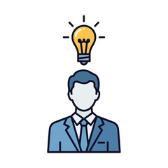 Businessperson with Idea Lightbulb Above Head