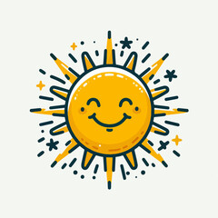 Beautiful smiling sun cartoon vector illustration