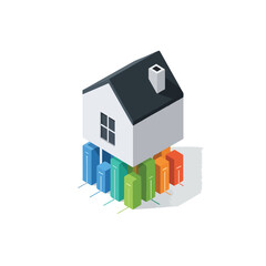House and Colorful Data Cubes