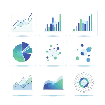 Data Visualization Elements and Abstract Analytics Icons