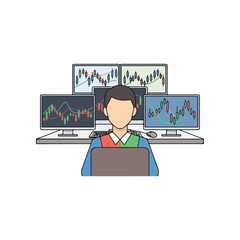 Trader Monitoring Multiple Stock Charts Across Screens