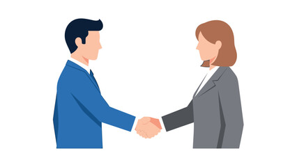 Fototapeta premium Businessman and businesswoman shaking hands in formal attire symbolizing partnership and agreement