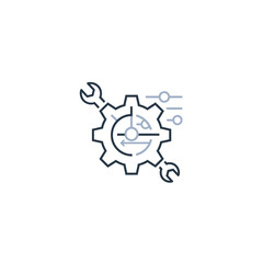 Industrial mechanism with tools representing engineering, process improvement, and mechanical solutions for business growth and operational efficiency