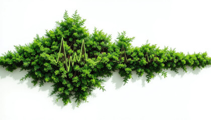 Obraz premium Green heartbeat shaped plants with green thread depicting life on white background