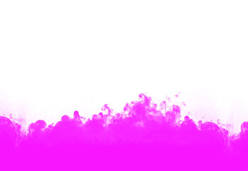 Vibrant magenta colored smoke or ink cloud billowing upwards against a stark black background creating a dramatic abstract texture border design