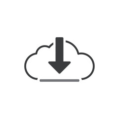 Obraz premium Essential cloud download icon indicating the secure transfer of digital data from online storage. Symbol for file retrieval, content access, and remote server interactions