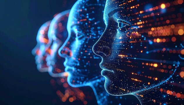 Artificial Intelligence - Digital Faces with Data Streams and Neural Networks.