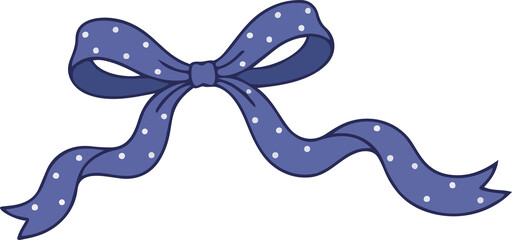 Indigo Polka Dot Hand-Drawn Bows